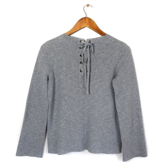 Madewell Laced Back Pullover Sweater in Light Gray - Picture 5 of 13